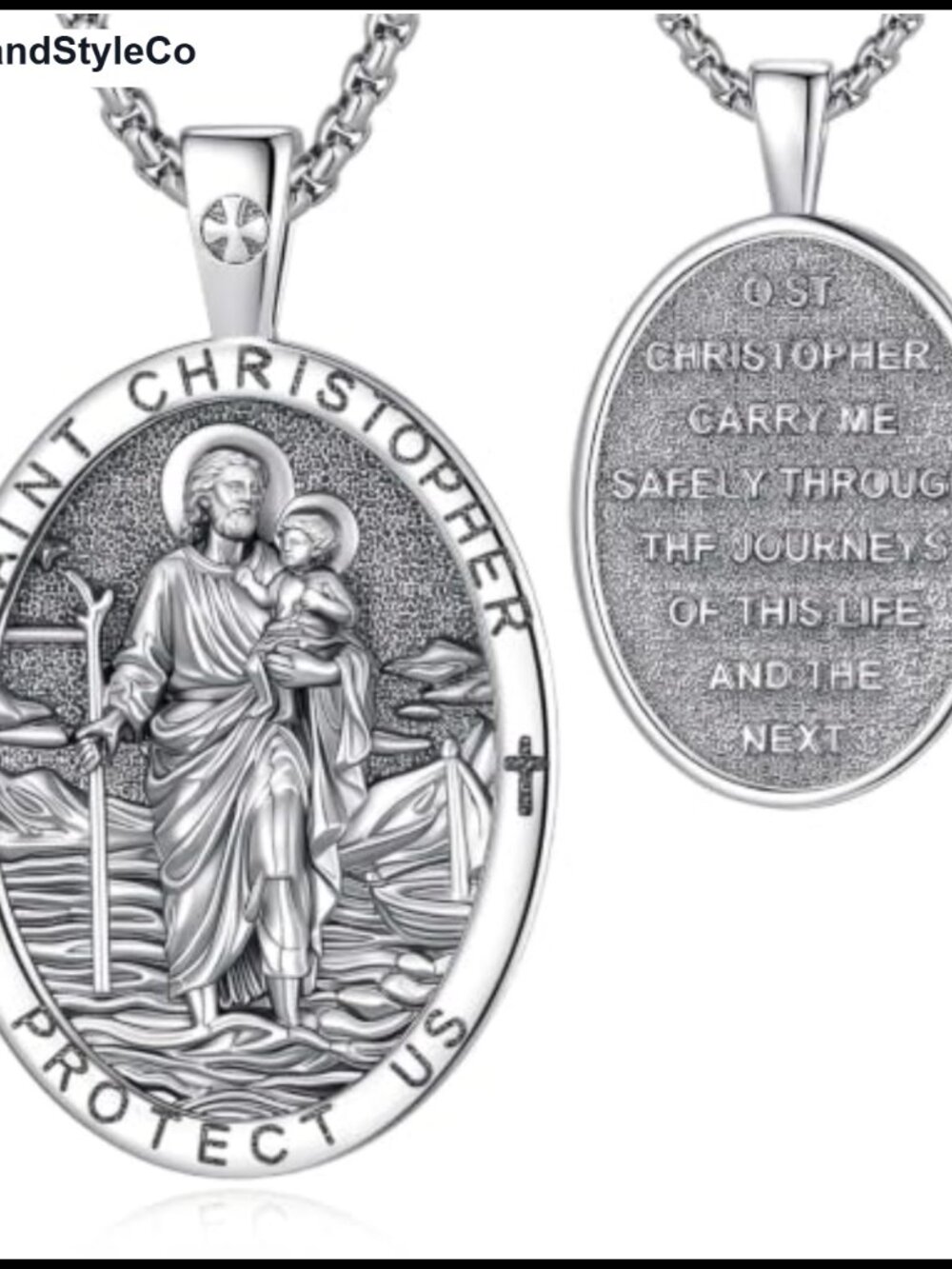 Silver Plated Copper Saint Christopher Medal Necklace for Men Women